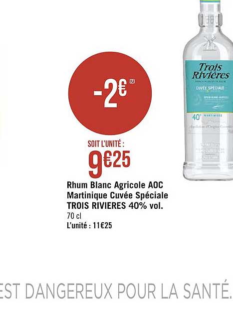 rhum blanc agricole aoc martinique cuvée spéciale trois rivières 40% vol.