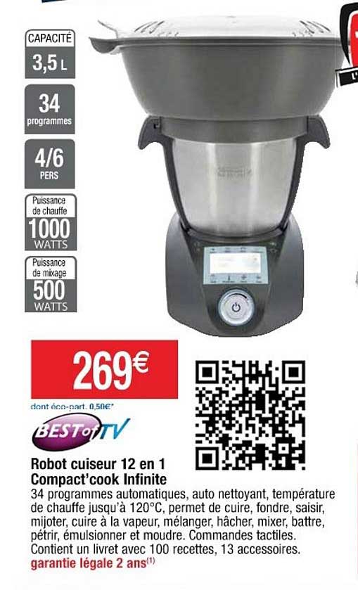 robot cuiseur 12 en 1 compact' cook infinite