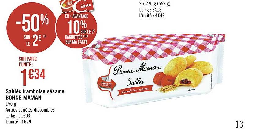 sablé framboise sésame bonne maman
