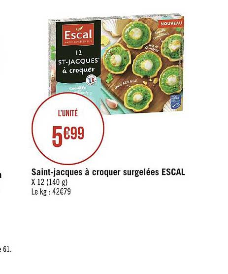 saint jacques à croquer surgelées escal