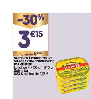 sardines à l'huile d'olive vierge extra conserverie parmentier