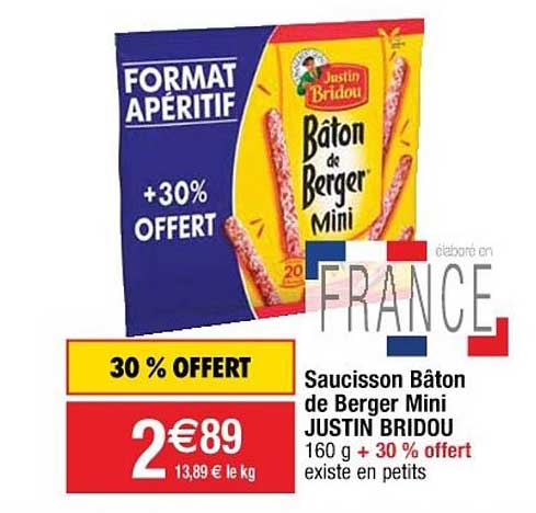 saucisson bâton de berger mini justin bridou