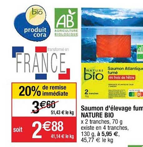 saumon d'élevage fumée nature bio