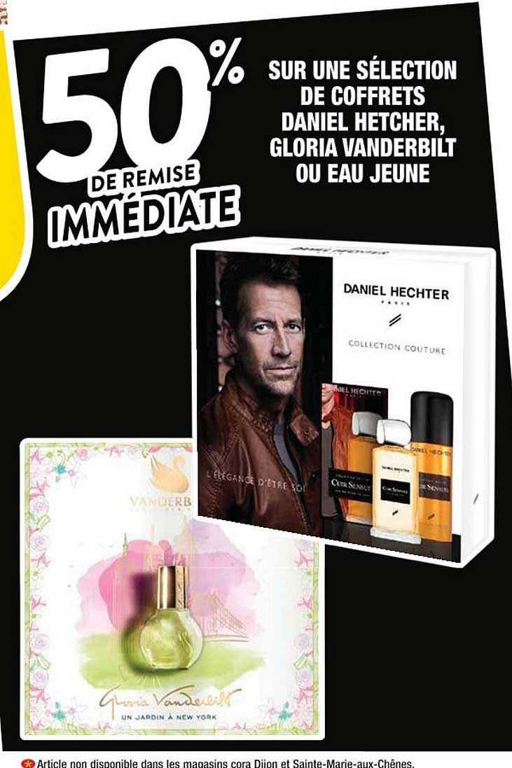 selection de coffrets daniel hether, gloria vanderbilt ou eau jeune