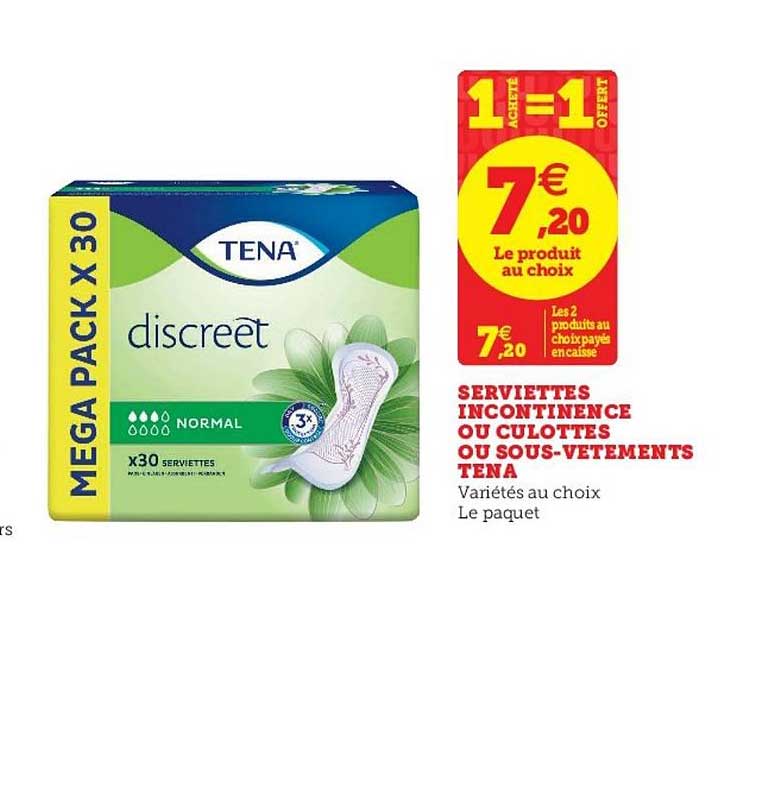 serviettes incontinence ou culottes ou sous-vêtements tena