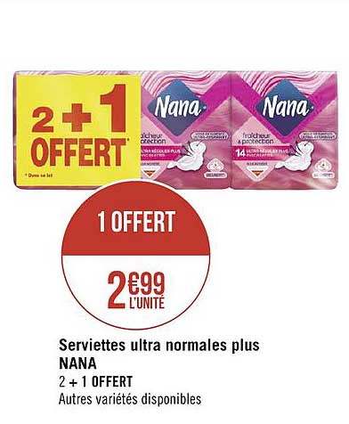 serviettes ultra normales plus nana