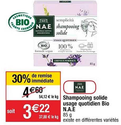 shampooing solide usage quotidien bio n.a.e