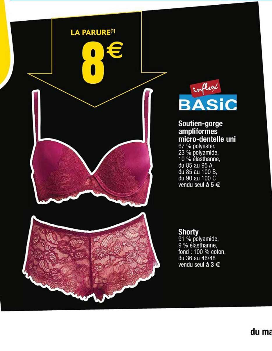 Soutien Gorge Ampliformes Micro Dentelle Uni, Shorty