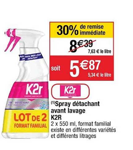 Spray Détachant Avant Lavage K2r