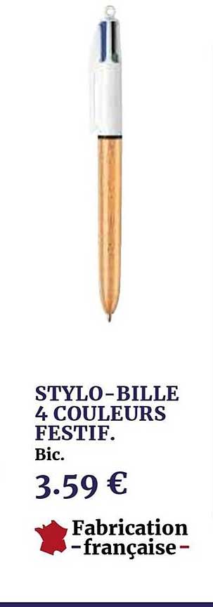stylo bille 4 couleurs festif bic