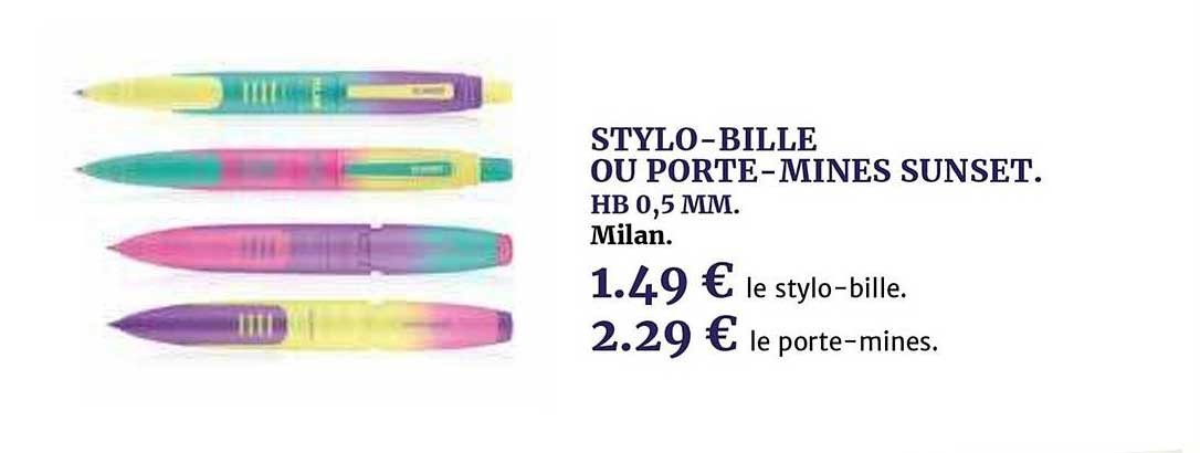 stylo bille ou porte mines sunset hb 0.5 mm milan