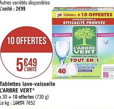 tablettes lave vaisselle l'arbre vert
