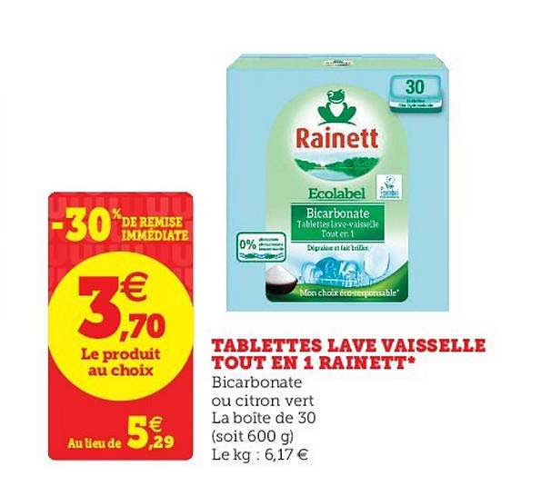 Tablettes Lave Vaisselle Tout En 1 Rainett -30% De Remise Immédiate