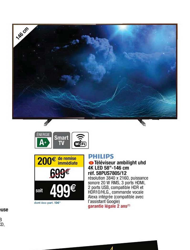 Téléviseur Ambilight Uhd 4k Led 58" -146 Cm