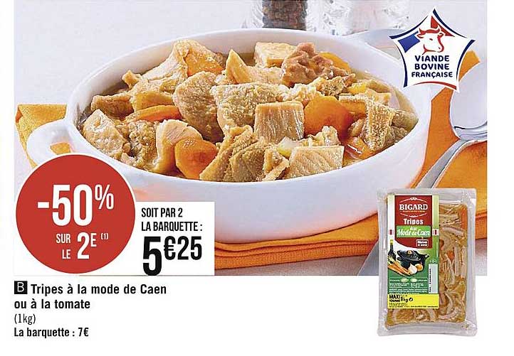Tripes à La Mode De Caen Ou à La Tomate -50% Sur Le 2e