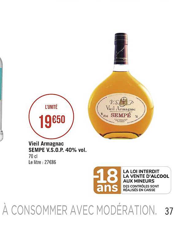 vieil armagnac sempe v.s.o.p. 40% vol.