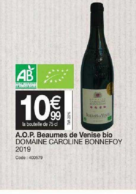 a.o.p. beaumes de venise bio domaine caroline bonnefoy 2019