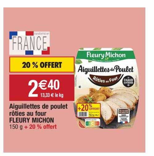 aiguillettes de poulet rôties au four fleury michon