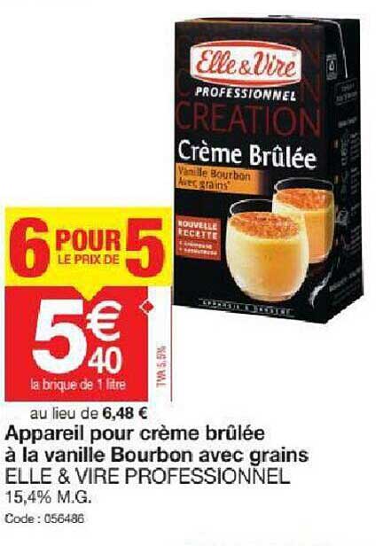 appareil pour crème brûlée à la vanille bourbon avec grains elle & vire professionnel