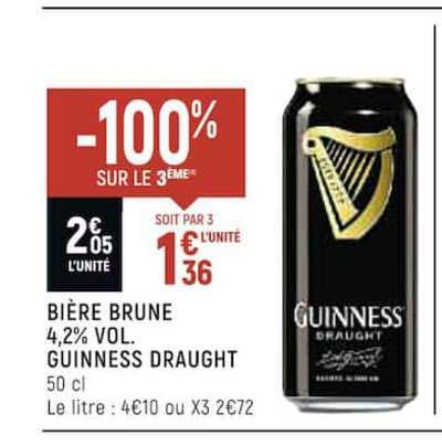 bière brune 4,2% vol. guiness draught