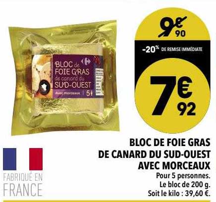 bloc de foie gras de canard du sud-ouest avec morceaux