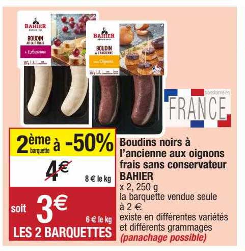 boudins noirs à l'ancienne aux oignons frais sans conservateur bahier