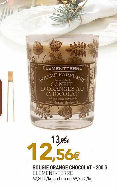 bougie orange chocolat élément-terre - 200 g