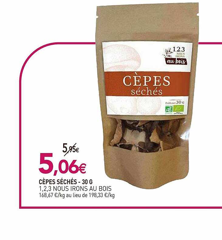 cèpes séchés 1,2,3 nous irons au bois - 30 g