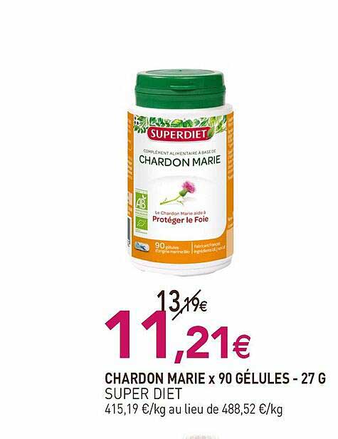 chardon marie x90 gélules super diet - 27 g