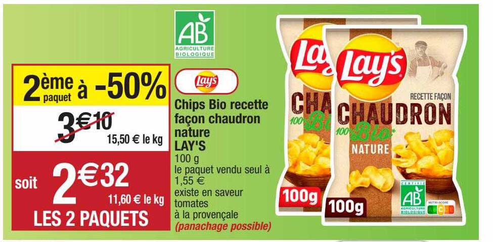 chips bio recette façon chaudron nature lay's