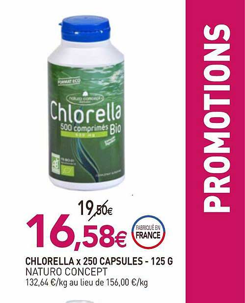 chlorella x250 capsules naturo concept - 125 g