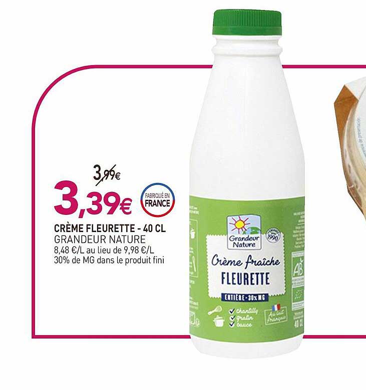 crème fleurette grandeur nature - 40 cl