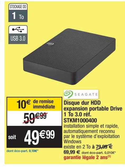 disque dur hdd expansion portable drive 1 to 3.0 réf. seagate