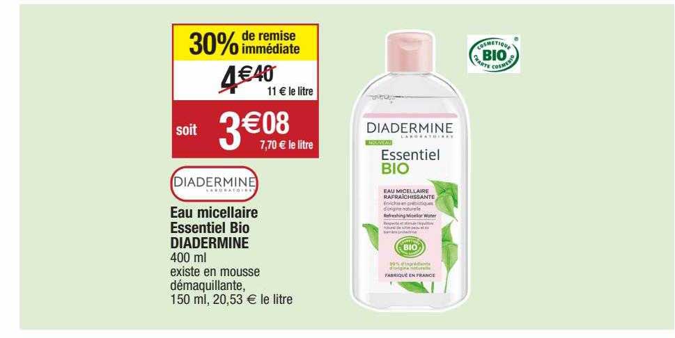 Eau Micellaire Essentiel Bio Diadermine