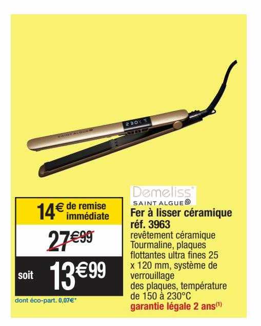 fer à lisser céramique demeliss saint algue