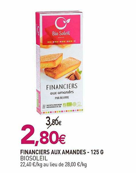 Financiers Aux Amandes Biosoleil - 125 G
