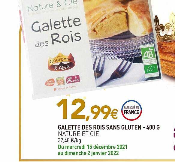 Galette Des Rois Sans Gluten Nature Et Cie - 400 G