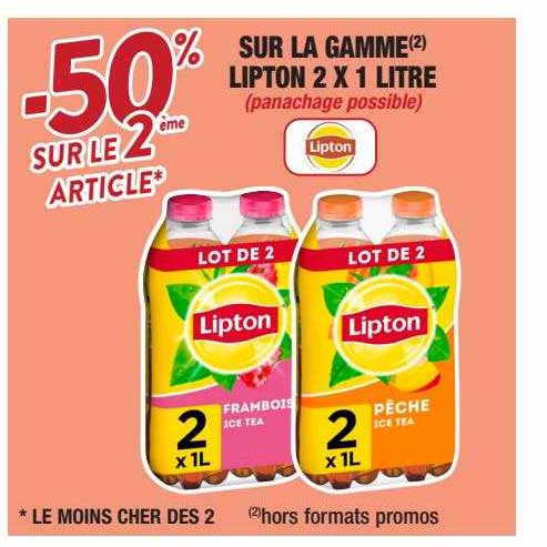la gamme lipton 2 x 1 litre