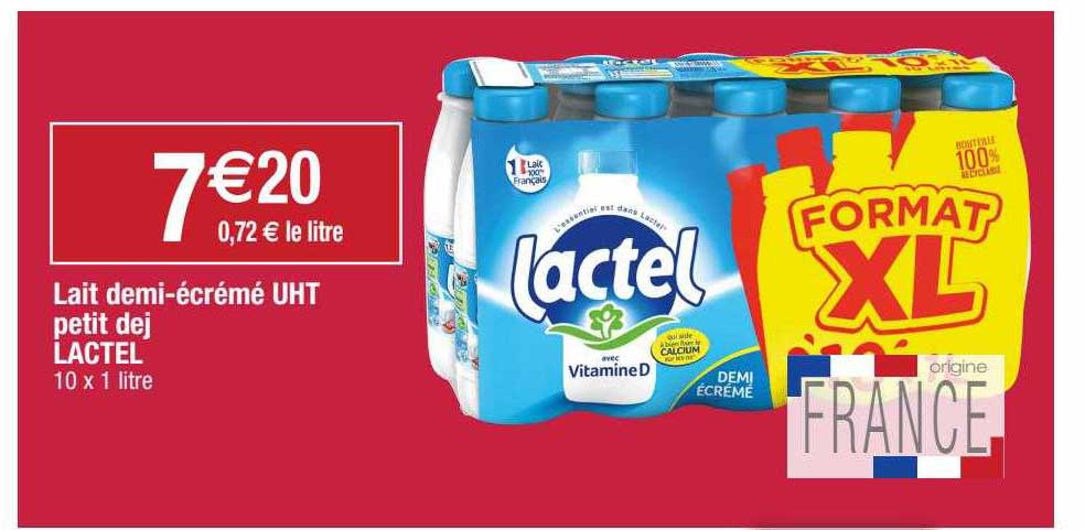 lait demi-écrémé uht petit dej lactel