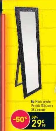 miroir psyche patrice 138 cm x 38.4 cm noir