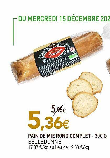 pain de mie rond comple t belledonne - 300g