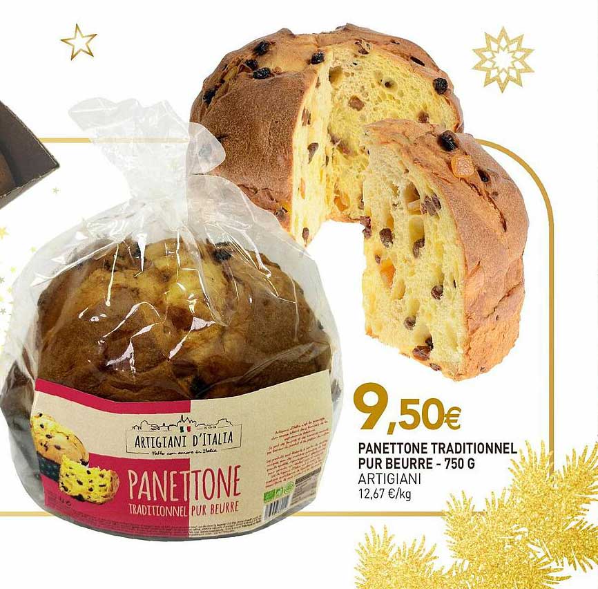 panettone traditionnel pur beurre artigiani - 750 g