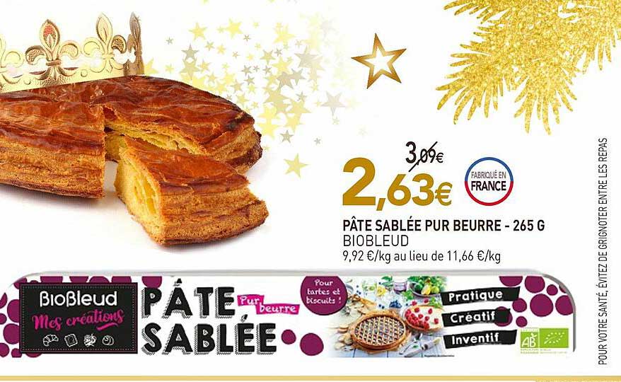 pâte sablée pur beurre biobleud - 265 g