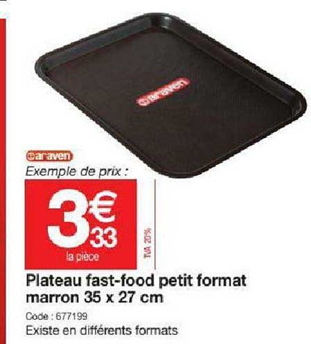 Plateau Fast-food Petit Format Marron 35 X 27 Cm Araven