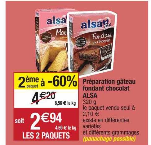 Préparation Gâteau Fondant Chocolat Alsa