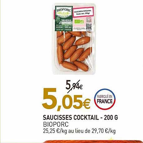 saucisses cocktail - 200g bioporc