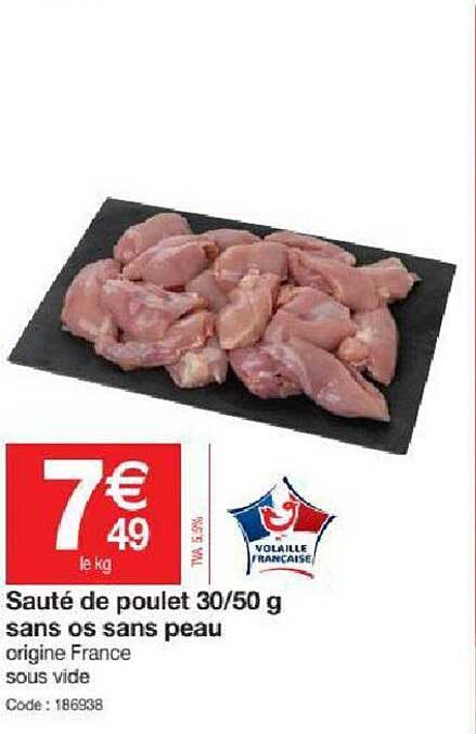 Sauté De Poulet 30-50 G Sans Os Sans Peau