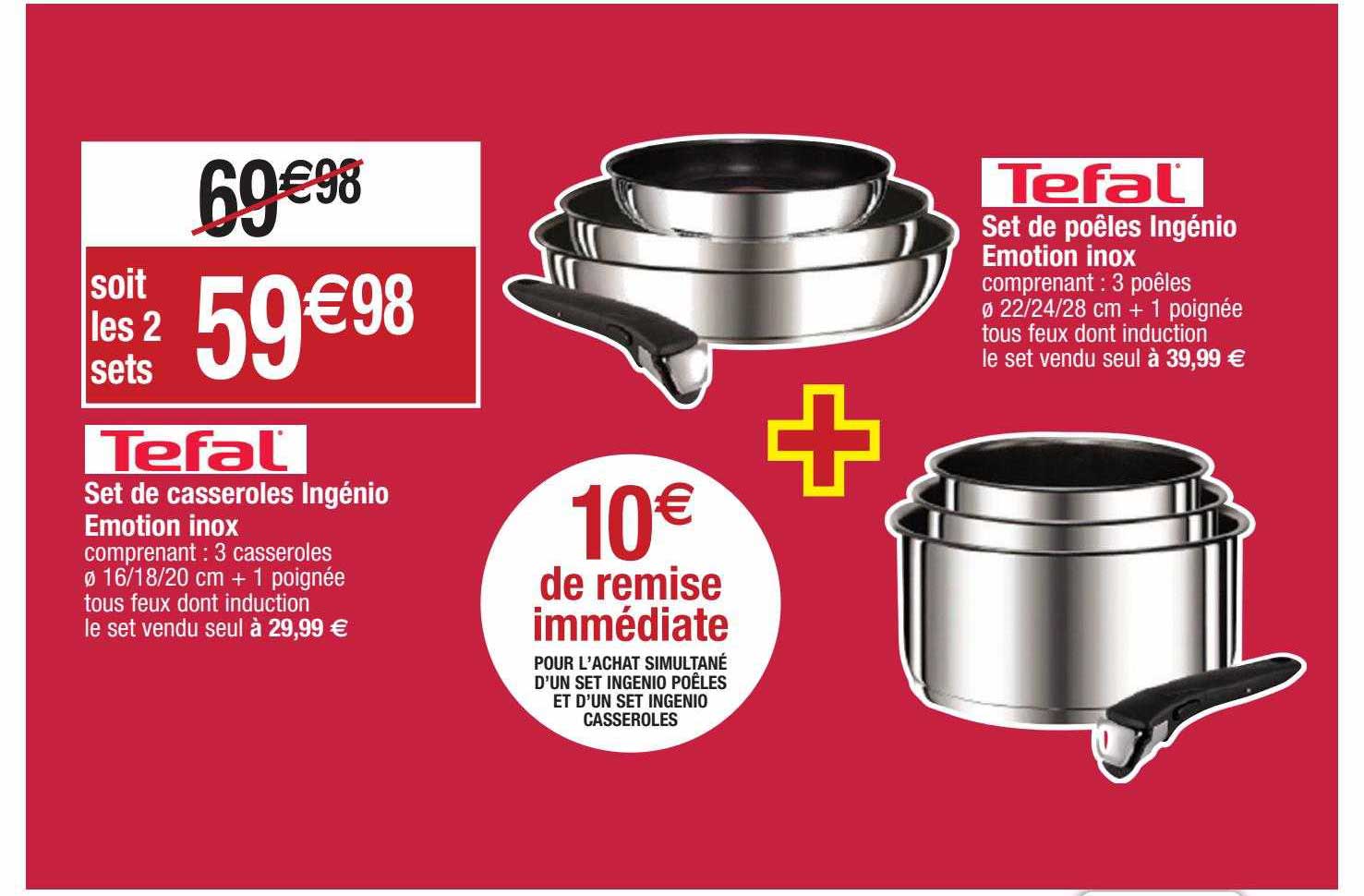 Set De Casseroles Ingénio émotion Inox, Set De Poêles Ingénio émotion Inox Tefal