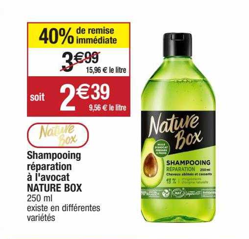 shampooing réparation à l'avocat nature box