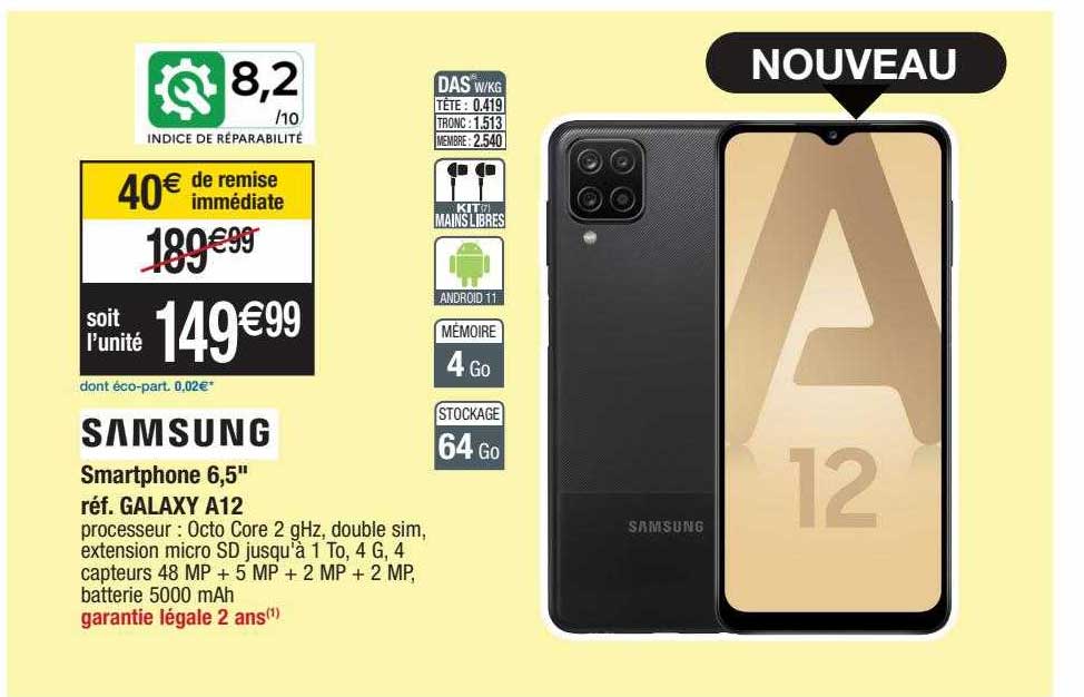 smartphone 6.5" galaxy a12 samsung